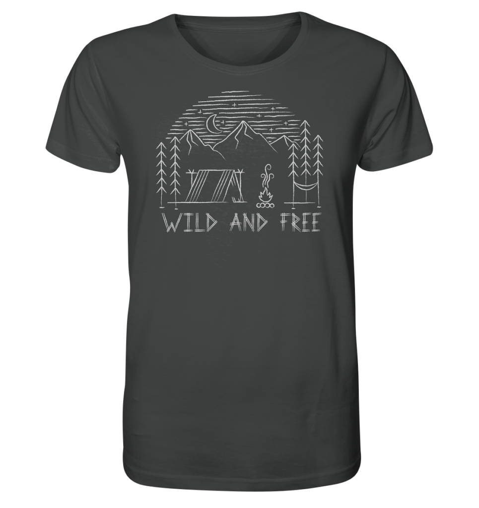 T-Shirt Wild and Free camping surviving - Organic Shirt